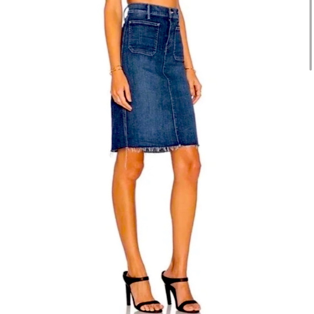 MOTHER Patchie Denim Midi Skirt
